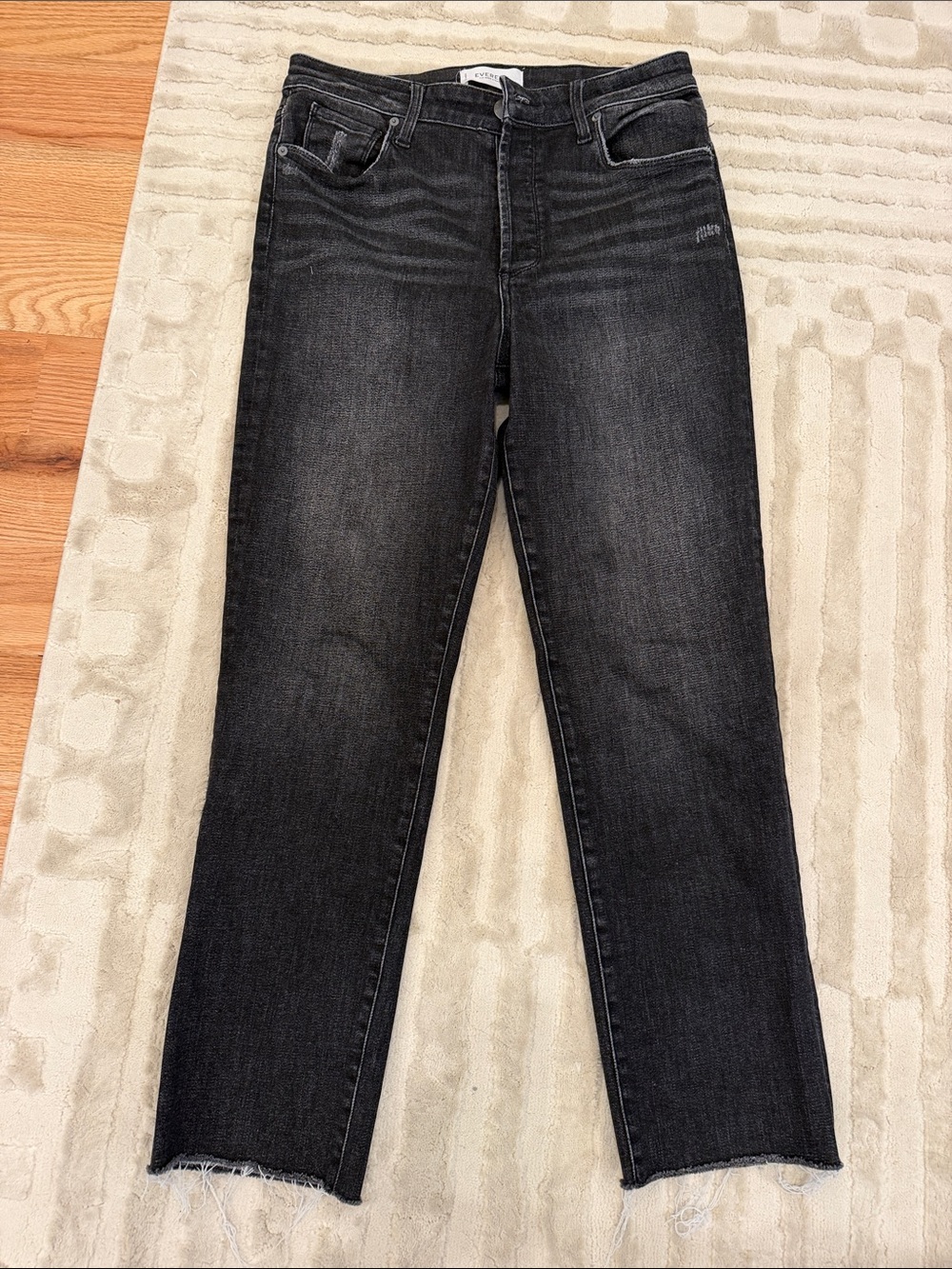 Evereve Washed Black Straight-Leg Jeans